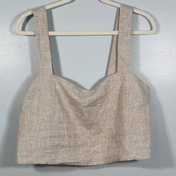 Reformation Linen Oliva 2 Piece Set Size 12 Beige Oatmeal NEW - Picture 3 of 10